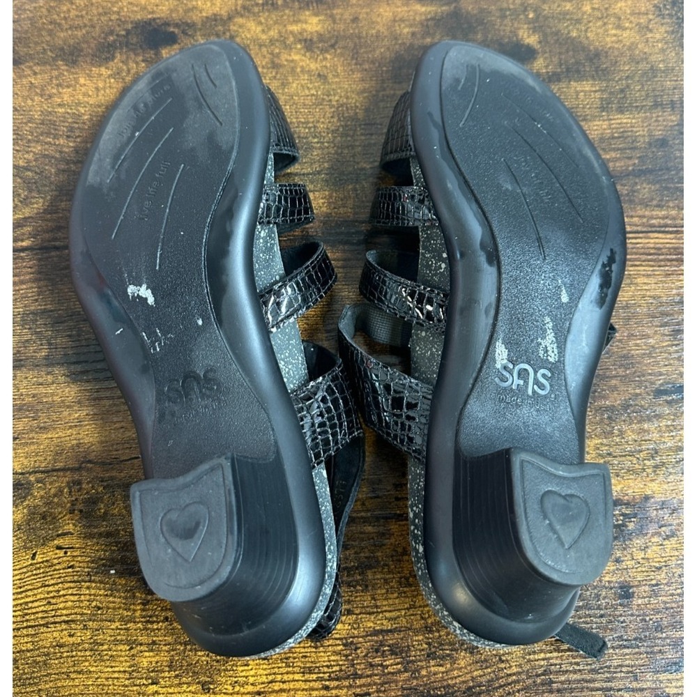 SAS Allegro Comfort Crocodile Embossed Leather Sandals Made in USA Size 10 W - Picture 11 of 15